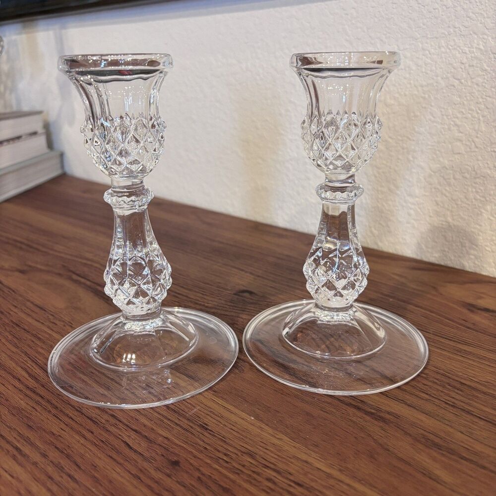 Vintage Cristal d'Arques Longchamp Crystal 6.5" Candle Stick Holders